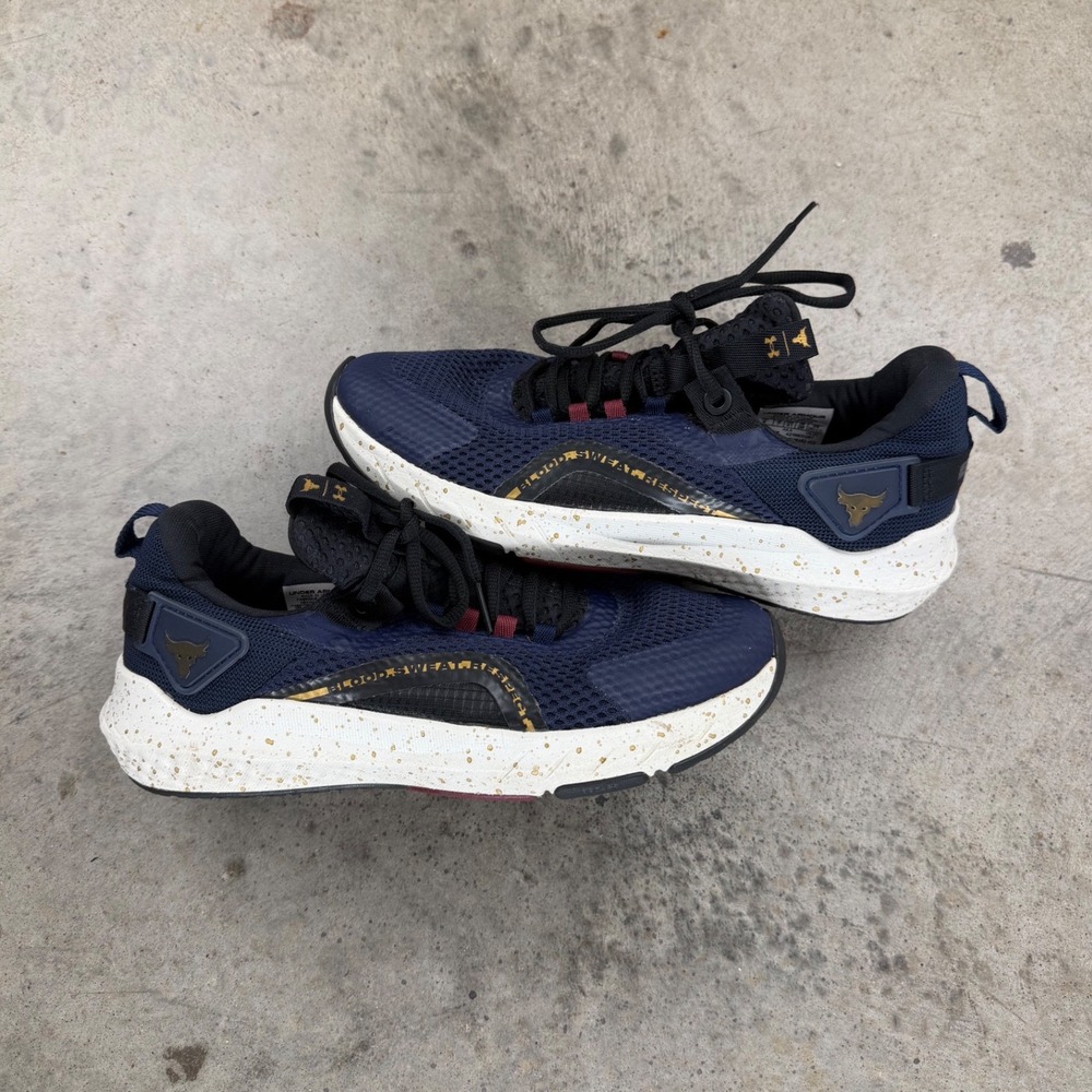 Under Armour Project Rock BSR 3 Navy Gold Training Shoes 3026482-402 Womens 8